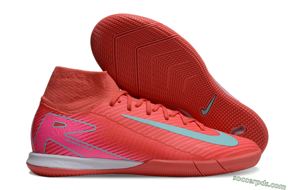 Nike Air Zoom Mercurial Superfly 10 Elite IC High-Tops Football Shoes - Red/Jade/Pink 1