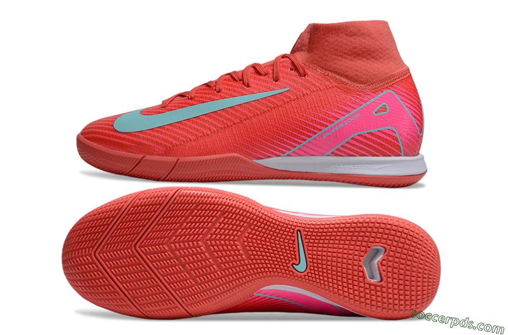 Nike Air Zoom Mercurial Superfly 10 Elite IC High-Tops Football Shoes - Red/Jade/Pink 0