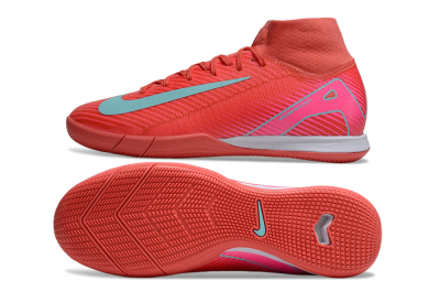 Nike Air Zoom Mercurial Superfly 10 Elite IC High-Tops Football Shoes - Red/Jade/Pink