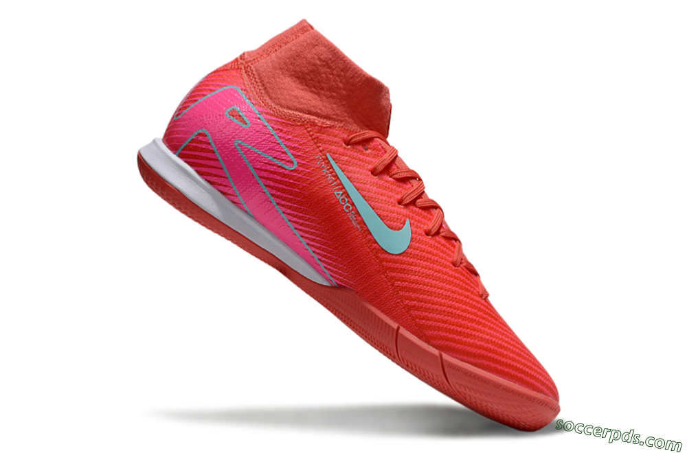 Nike Air Zoom Mercurial Superfly 10 Elite IC High-Tops Football Shoes - Red/Jade/Pink 4