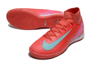 Nike Air Zoom Mercurial Superfly 10 Elite IC High-Tops Football Shoes - Red/Jade/Pink