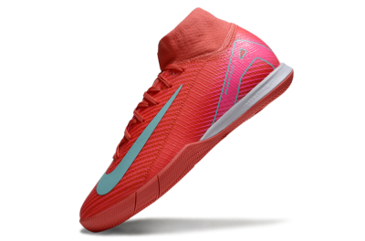 Nike Air Zoom Mercurial Superfly 10 Elite IC High-Tops Football Shoes - Red/Jade/Pink