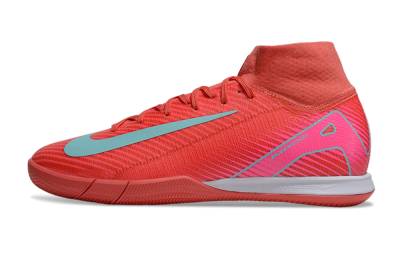 Nike Air Zoom Mercurial Superfly 10 Elite IC High-Tops Football Shoes - Red/Jade/Pink