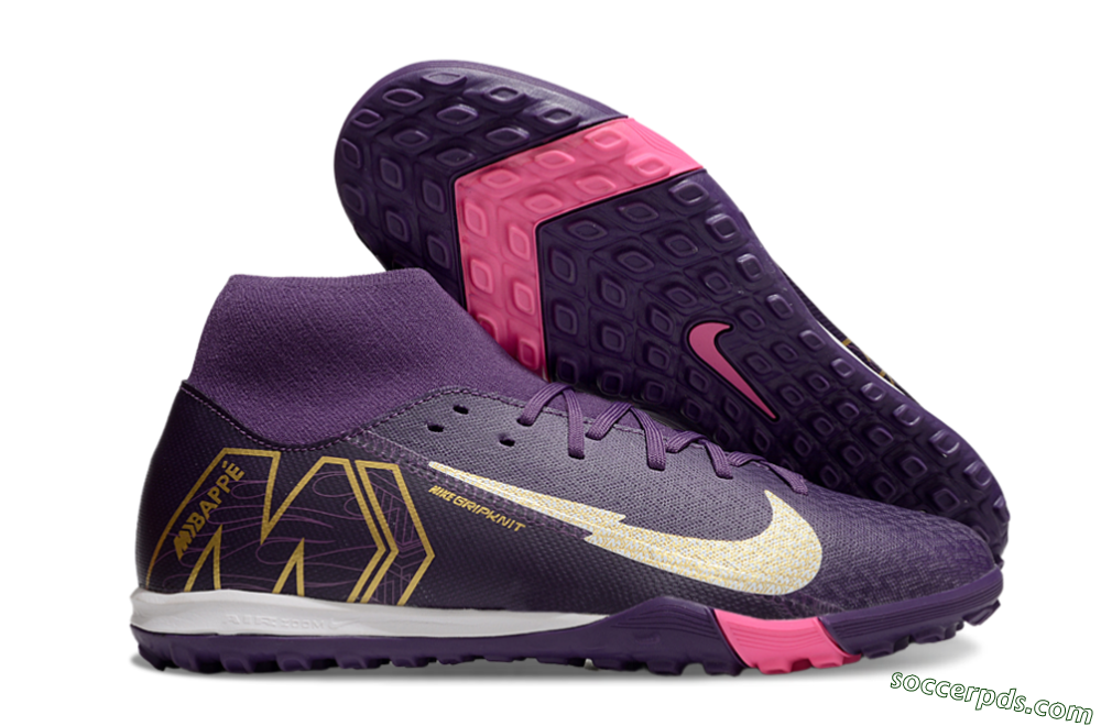 Nike Air Zoom Mercurial Superfly 10 Academy TF High-Tops Football Shoes - Purple/White/Gold 1