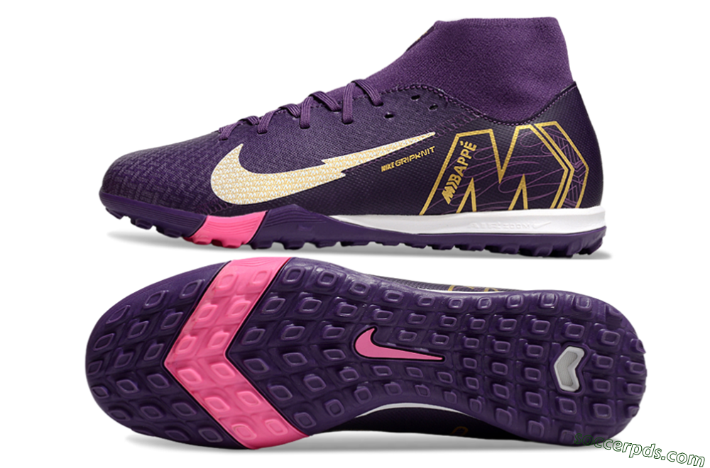 Nike Air Zoom Mercurial Superfly 10 Academy TF High-Tops Football Shoes - Purple/White/Gold 0
