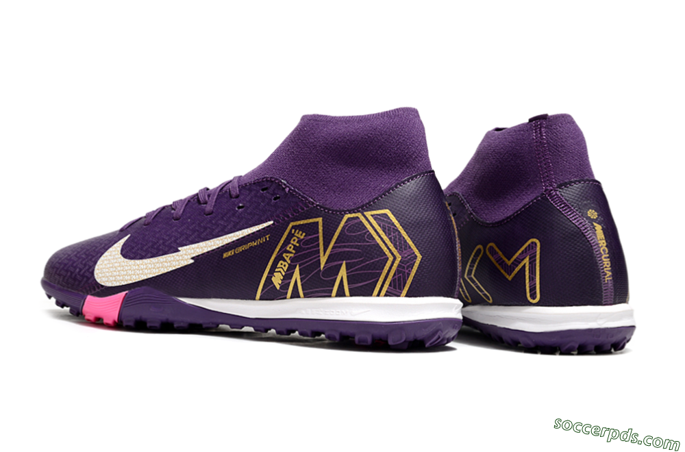 Nike Air Zoom Mercurial Superfly 10 Academy TF High-Tops Football Shoes - Purple/White/Gold 6