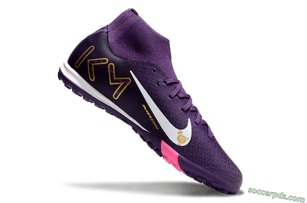 Nike Air Zoom Mercurial Superfly 10 Academy TF High-Tops Football Shoes - Purple/White/Gold 4
