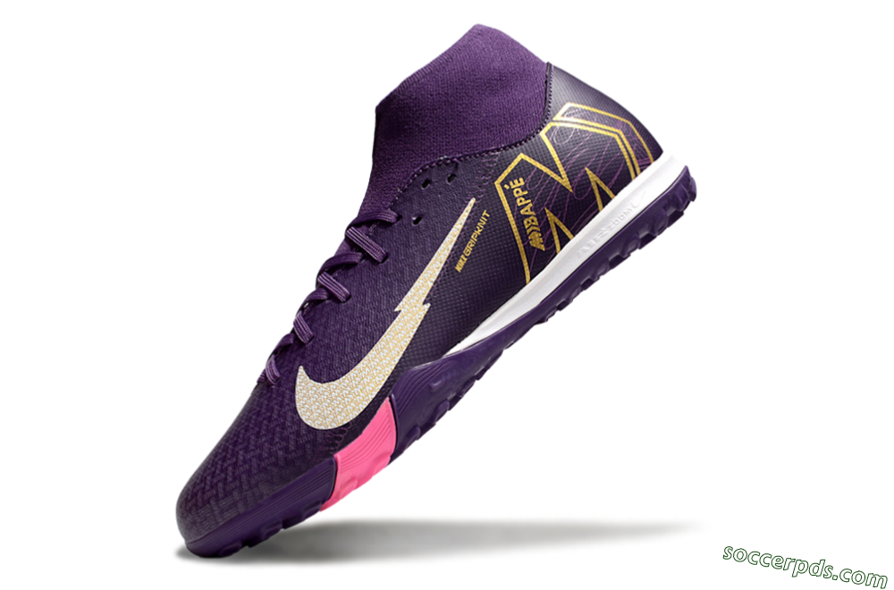 Nike Air Zoom Mercurial Superfly 10 Academy TF High-Tops Football Shoes - Purple/White/Gold 5