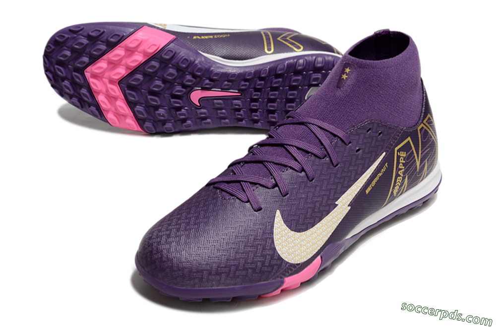 Nike Air Zoom Mercurial Superfly 10 Academy TF High-Tops Football Shoes - Purple/White/Gold 3
