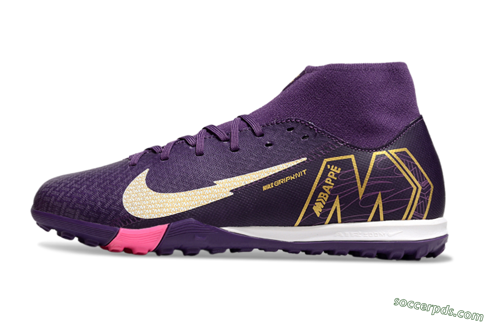 Nike Air Zoom Mercurial Superfly 10 Academy TF High-Tops Football Shoes - Purple/White/Gold 2