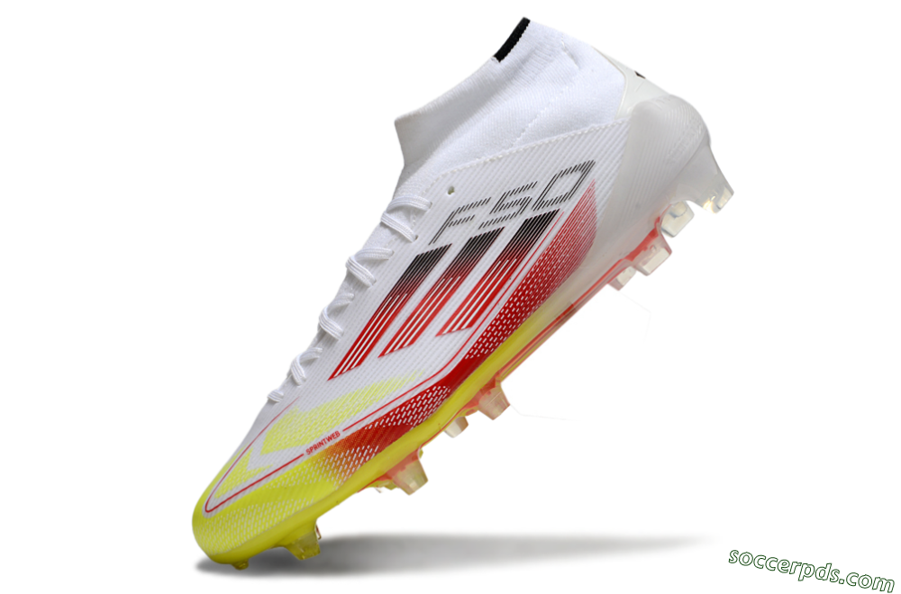 Adidas F50 Elite Mid FG High-Tops Football Boots - White/Red/Yellow 5