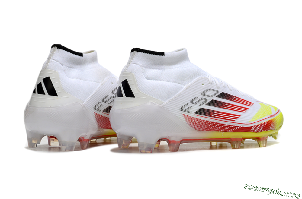 Adidas F50 Elite Mid FG High-Tops Football Boots - White/Red/Yellow 6
