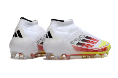 Adidas F50 Elite Mid FG High-Tops Football Boots - White/Red/Yellow