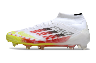 Adidas F50 Elite Mid FG High-Tops Football Boots - White/Red/Yellow