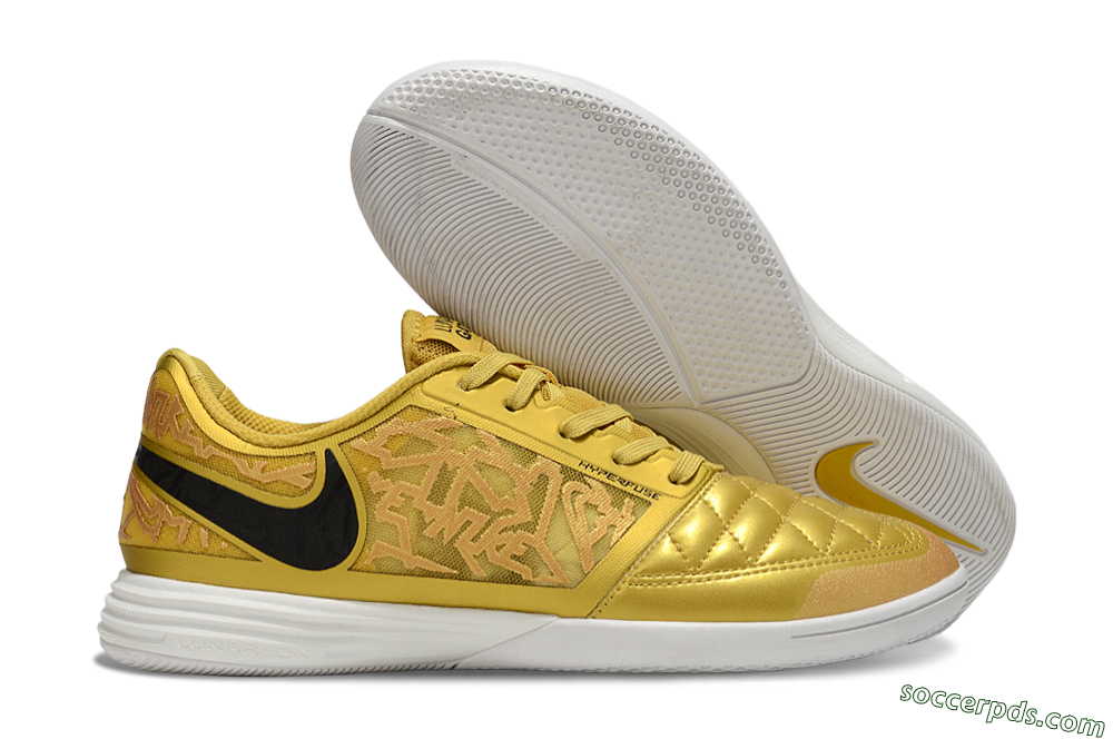 Nike Lunar Gato 2 IC Low-Tops Football Shoes - Gold/Black/White 1
