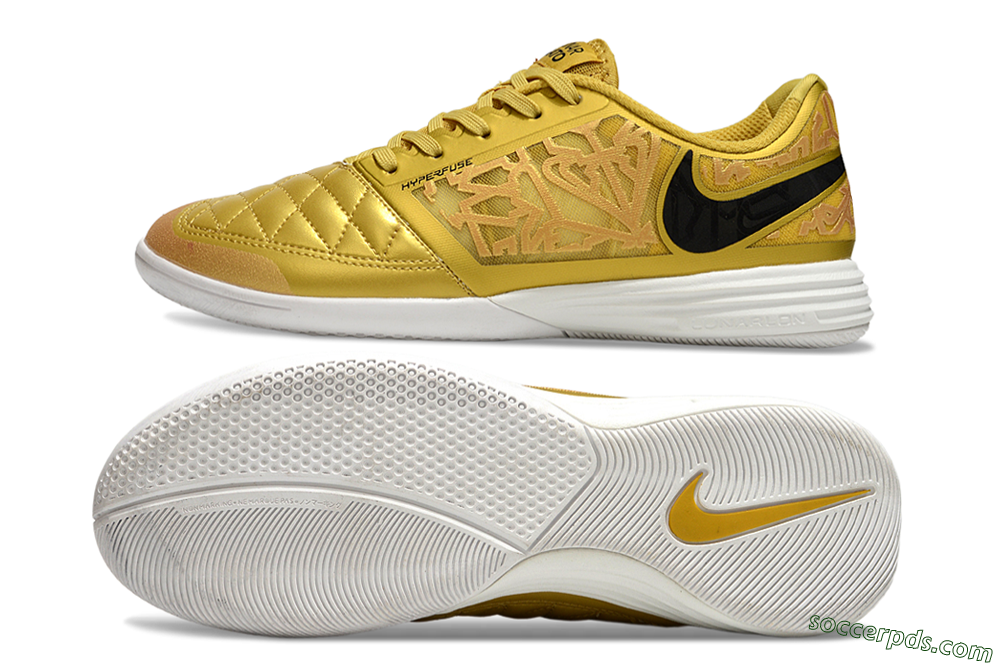 Nike Lunar Gato 2 IC Low-Tops Football Shoes - Gold/Black/White 0