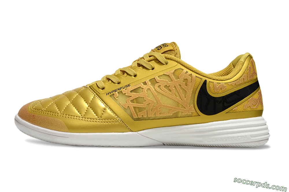 Nike Lunar Gato 2 IC Low-Tops Football Shoes - Gold/Black/White 2
