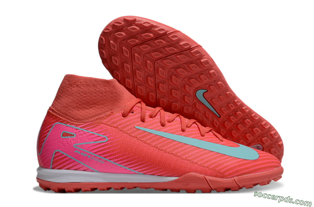 Nike Air Zoom Mercurial Superfly 10 Elite TF High-Tops Football Shoes - Red/Jade/Pink 1