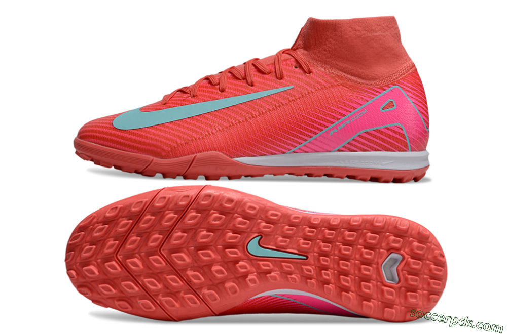 Nike Air Zoom Mercurial Superfly 10 Elite TF High-Tops Football Shoes - Red/Jade/Pink 0