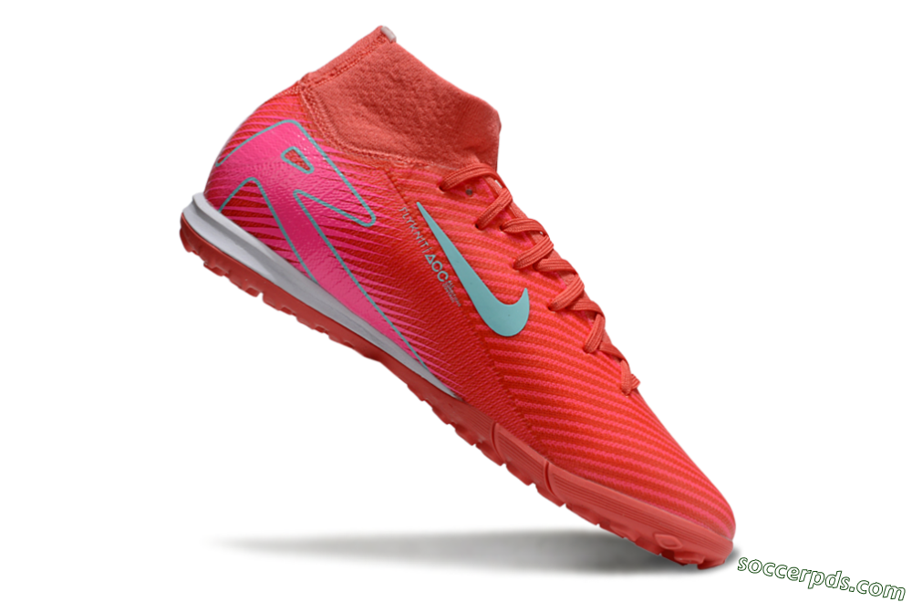 Nike Air Zoom Mercurial Superfly 10 Elite TF High-Tops Football Shoes - Red/Jade/Pink 4
