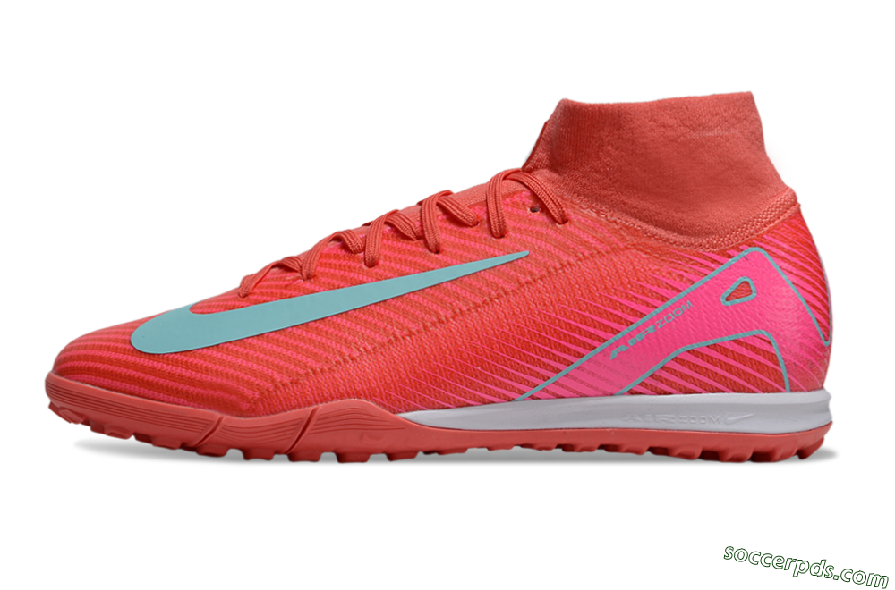 Nike Air Zoom Mercurial Superfly 10 Elite TF High-Tops Football Shoes - Red/Jade/Pink 2