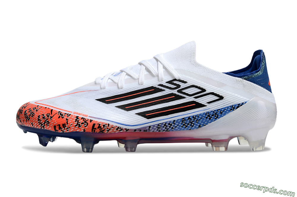 Adidas F50 Elite FG Low-Tops Football Boots - White/Red/Blue 2