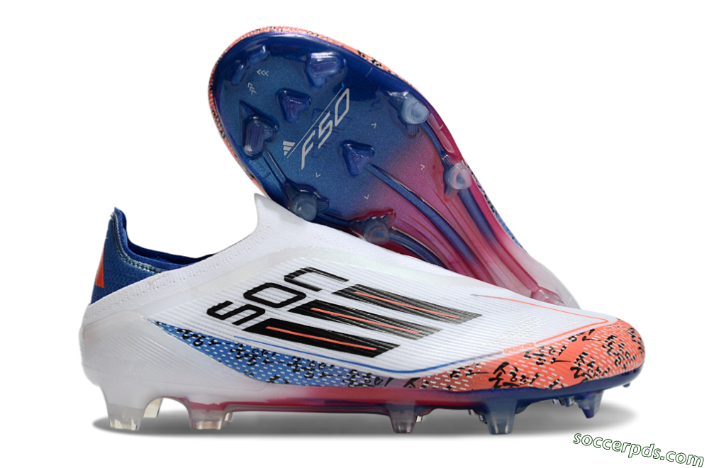 Adidas F50 Elite Laceless FG Low-Tops Football Boots - White/Red/Blue 1