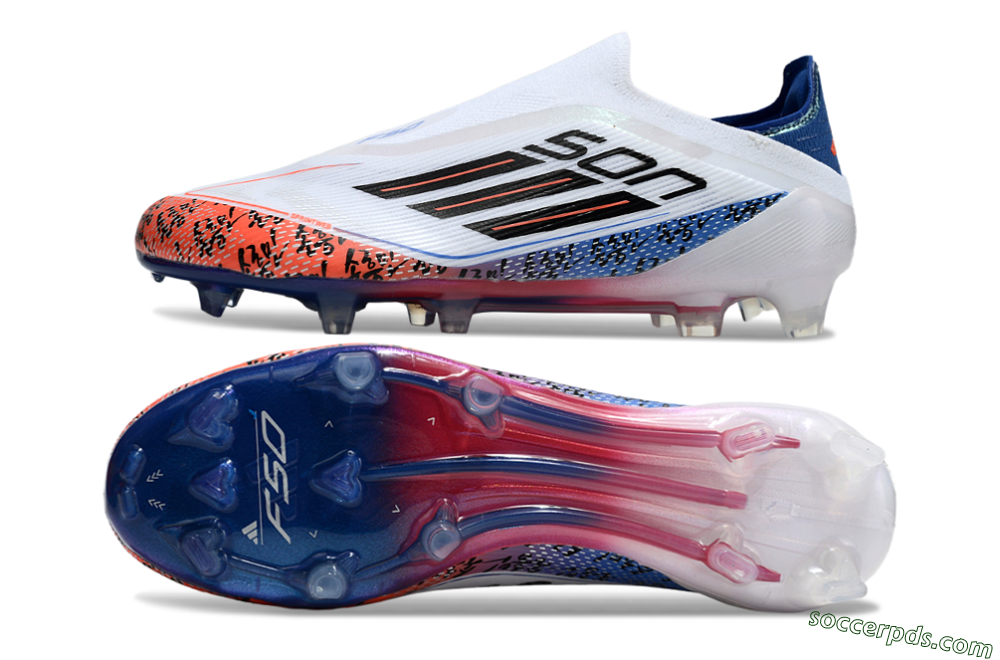 Adidas F50 Elite Laceless FG Low-Tops Football Boots - White/Red/Blue 0
