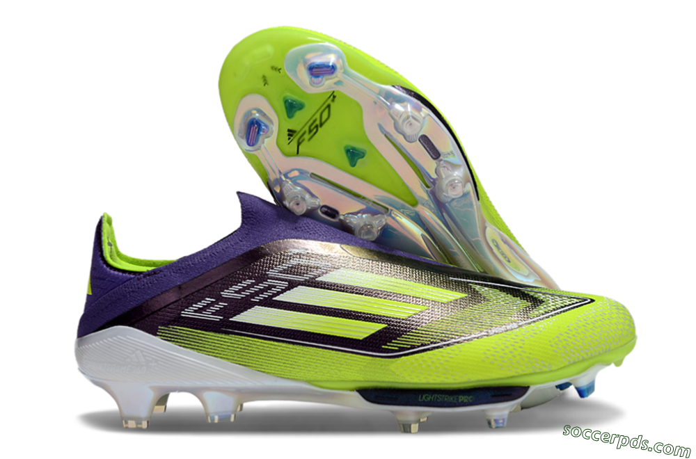 Adidas F50+ Elite Lightstrike Pro Laceless FG Low-Tops Football Boots - Purple/Yellow/White 1