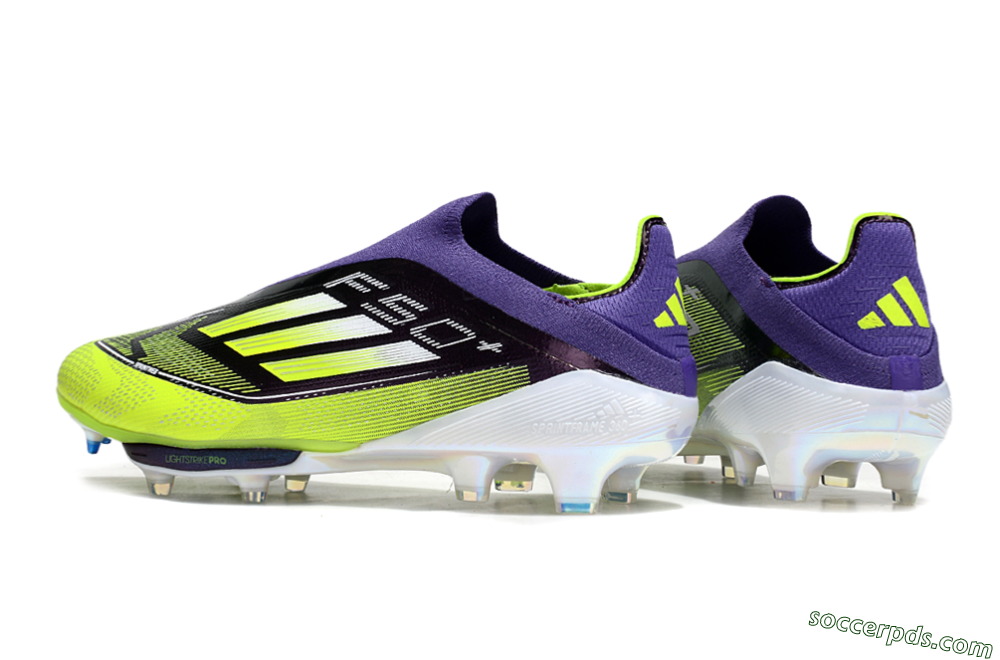 Adidas F50+ Elite Lightstrike Pro Laceless FG Low-Tops Football Boots - Purple/Yellow/White 6