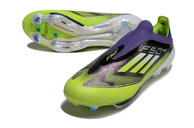 Adidas F50+ Elite Lightstrike Pro Laceless FG Low-Tops Football Boots - Purple/Yellow/White