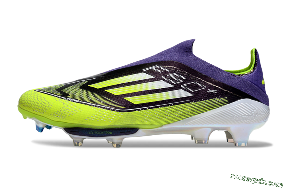 Adidas F50+ Elite Lightstrike Pro Laceless FG Low-Tops Football Boots - Purple/Yellow/White 2