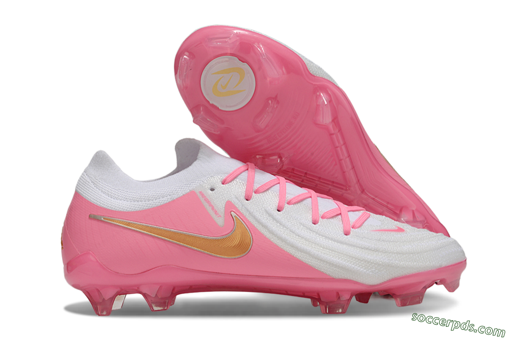 Nike Phantom GX Elite FG Low-Tops Football Boots - White/Pink/Gold 1
