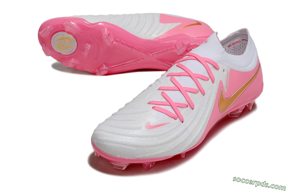Nike Phantom GX Elite FG Low-Tops Football Boots - White/Pink/Gold 3