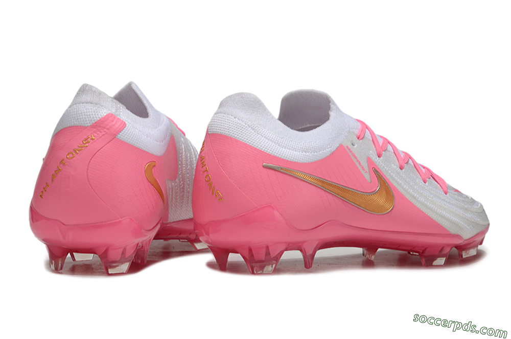 Nike Phantom GX Elite FG Low-Tops Football Boots - White/Pink/Gold 6