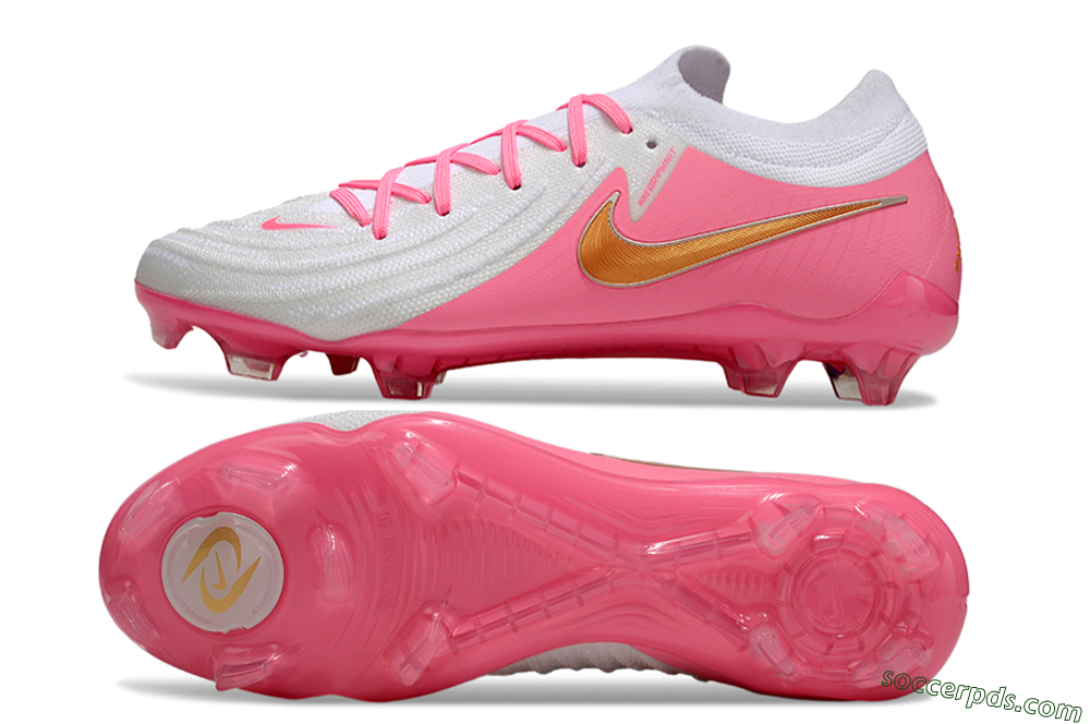 Nike Phantom GX Elite FG Low-Tops Football Boots - White/Pink/Gold 0
