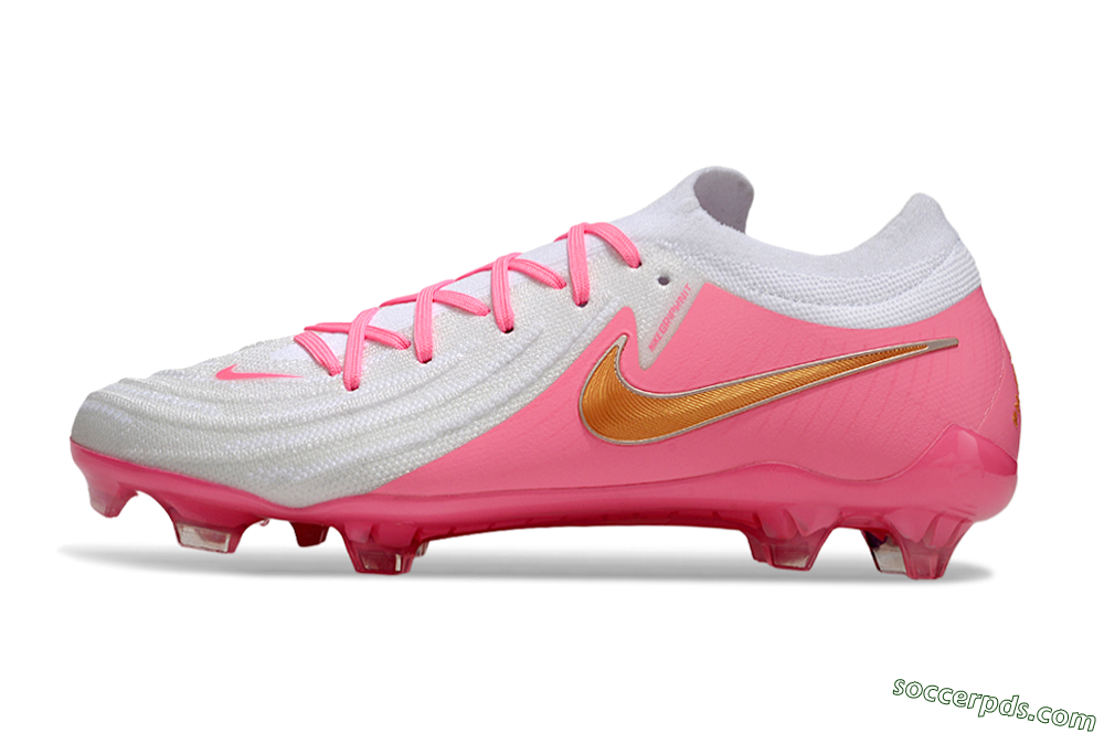 Nike Phantom GX Elite FG Low-Tops Football Boots - White/Pink/Gold 2