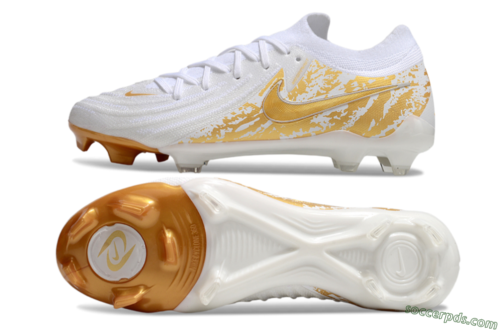 Nike Phantom GX Elite FG Low-Tops Football Boots - White/Gold 0