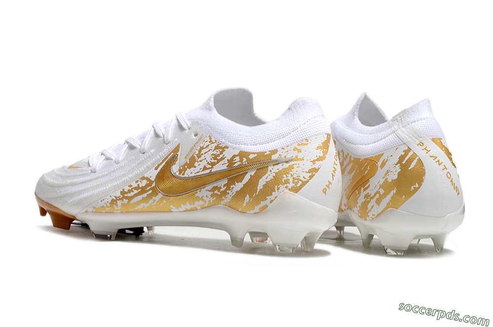 Nike Phantom GX Elite FG Low-Tops Football Boots - White/Gold 6