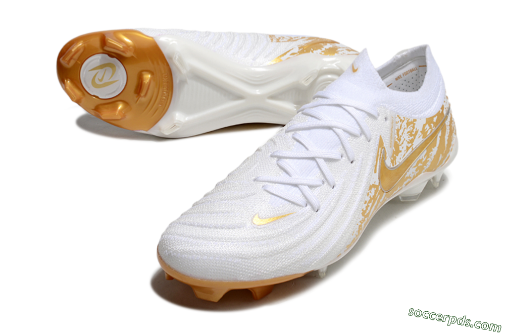 Nike Phantom GX Elite FG Low-Tops Football Boots - White/Gold 3