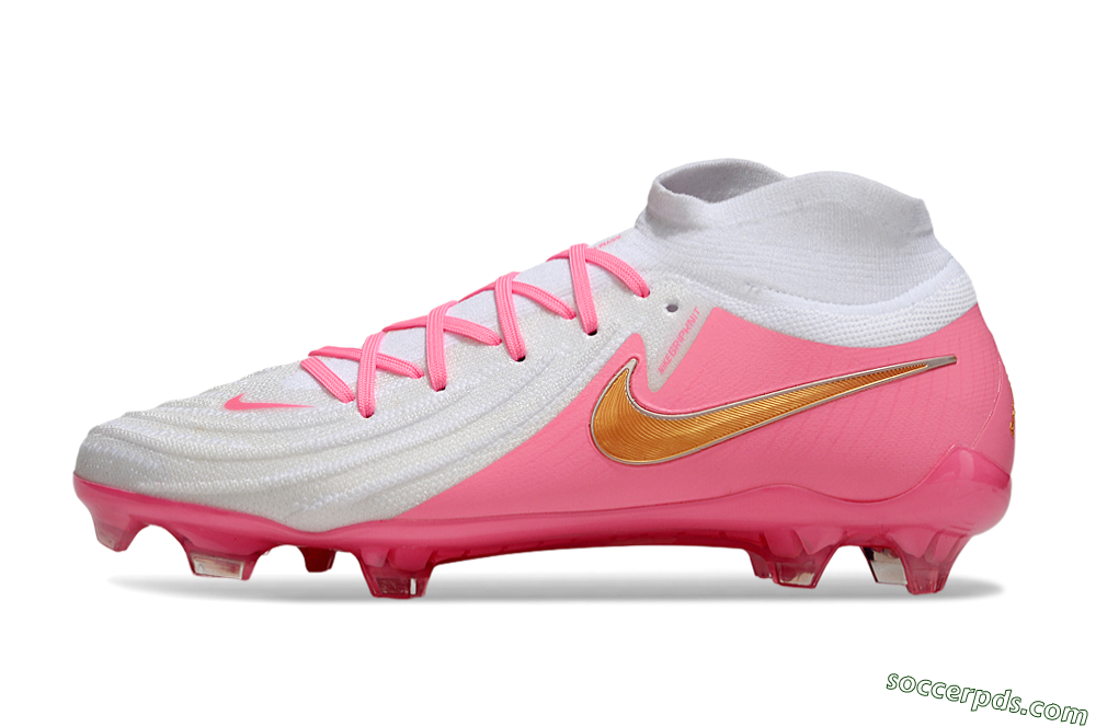 Nike Phantom Luna Elite NU FG High-Tops Football Boots - White/Pink/Gold 2