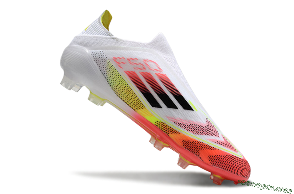 Adidas F50 Elite Laceless FG Low-Tops Football Boots - White/Red/Yellow 4