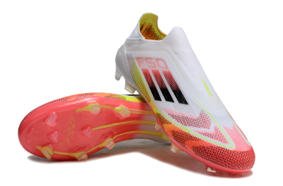 Adidas F50 Elite Laceless FG Low-Tops Football Boots - White/Red/Yellow
