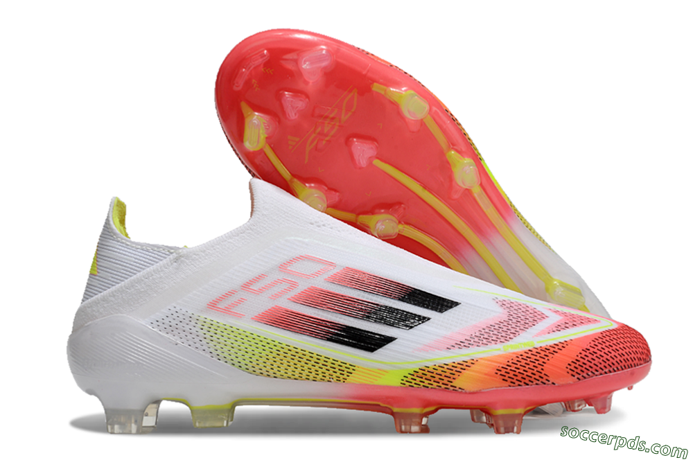 Adidas F50 Elite Laceless FG Low-Tops Football Boots - White/Red/Yellow 1