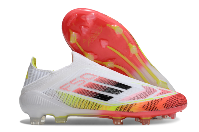 Adidas F50 Elite Laceless FG Low-Tops Football Boots - White/Red/Yellow