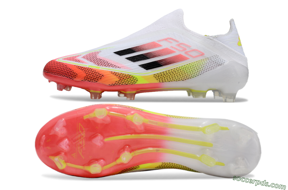 Adidas F50 Elite Laceless FG Low-Tops Football Boots - White/Red/Yellow 0