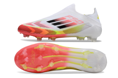 Adidas F50 Elite Laceless FG Low-Tops Football Boots - White/Red/Yellow