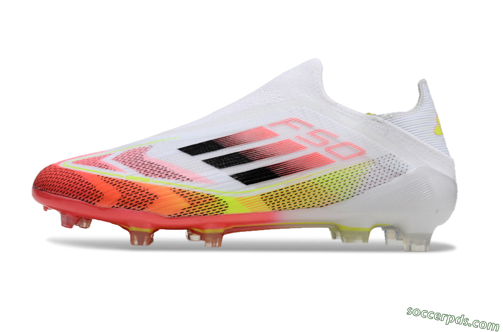 Adidas F50 Elite Laceless FG Low-Tops Football Boots - White/Red/Yellow 2