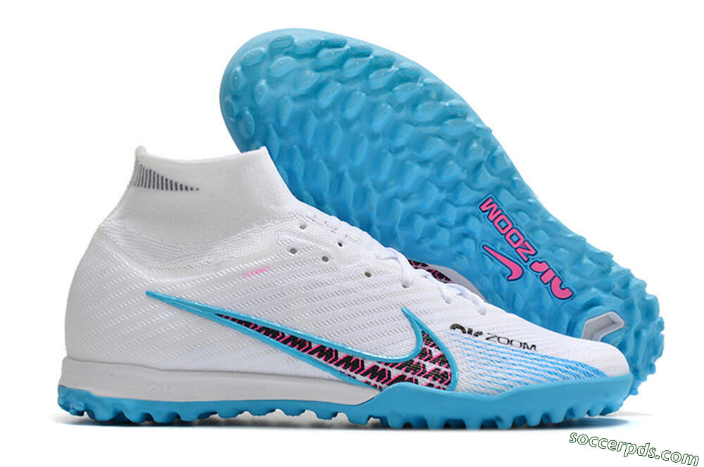 Nike Air Zoom Mercurial Superfly 10 Elite TF High-Tops Football Shoes - White/Blue/Red 1