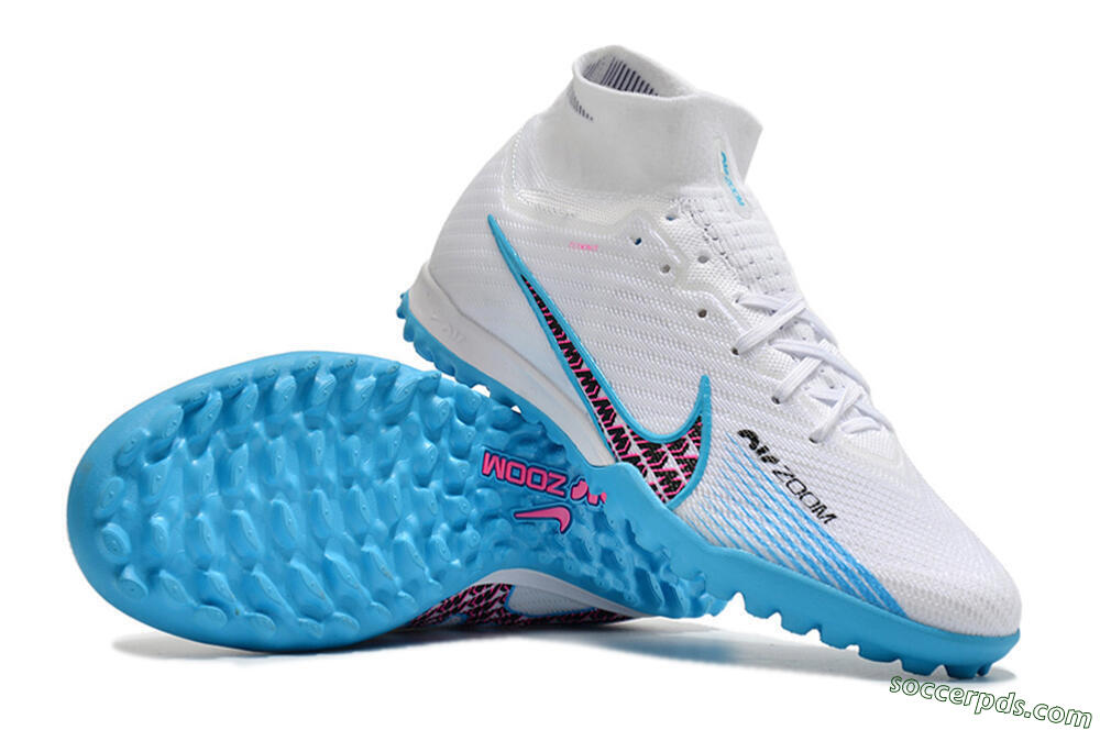 Nike Air Zoom Mercurial Superfly 10 Elite TF High-Tops Football Shoes - White/Blue/Red 0